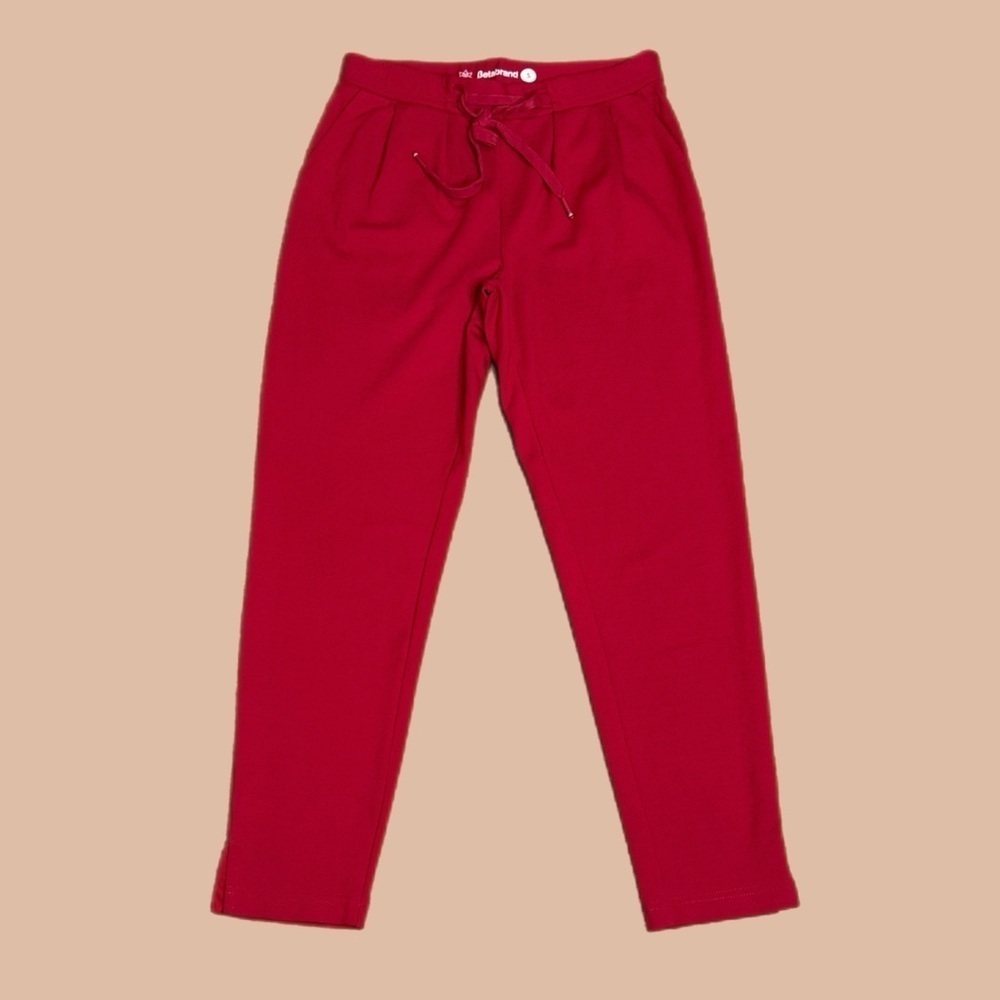 Betabrand Women’s Red Mid-Rise Crop Jogger Pants Sz S